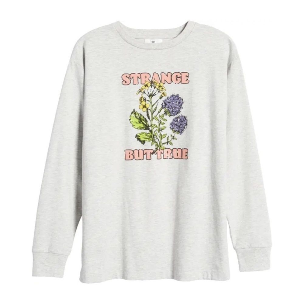 BP. Strange But True Long Sleeve Organic Cotton Blend Graphic Tee - Picture 1 of 10